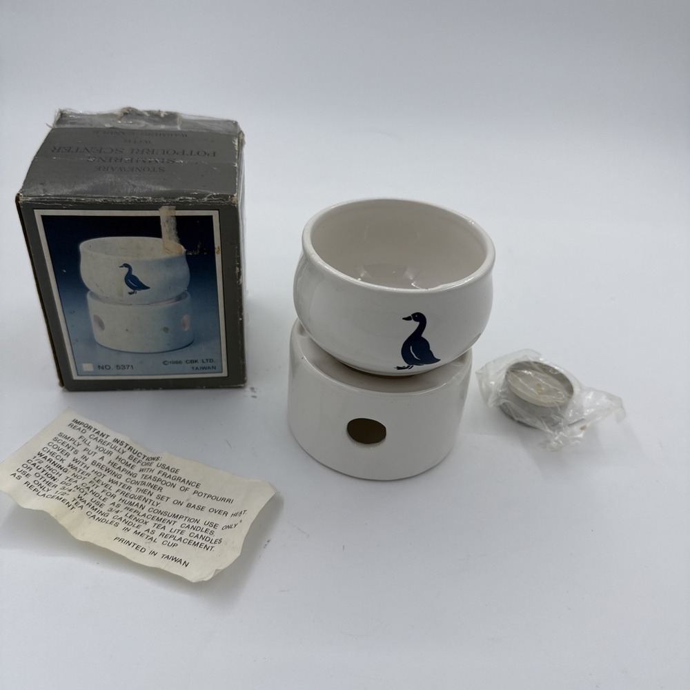 Vintage 1986 Simmering Potpourri Scenter‎ Stoneware Farmhouse Duck With Box